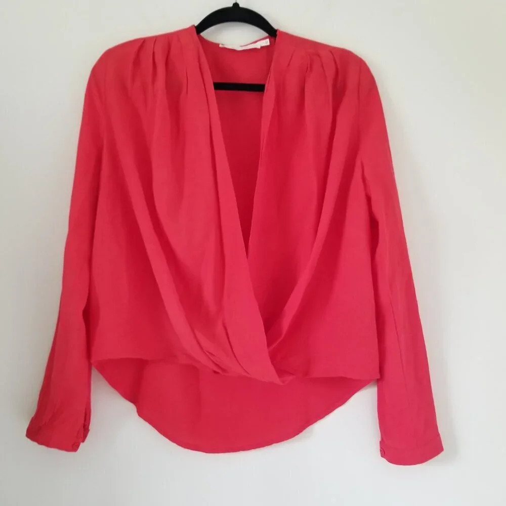 ASTR the Label Women's Coquette Surplice Neckline Blouse Shirt Top Feminine Sz S
